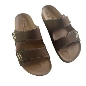 Skechers Dark Brown Two Strap Slide Casual Sandals size 6